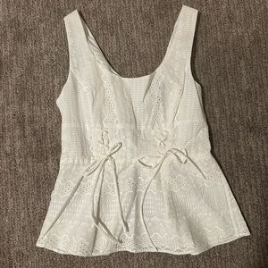 NWT BCBGMAXAZRIA White lace shirt. Never worn! Size small.